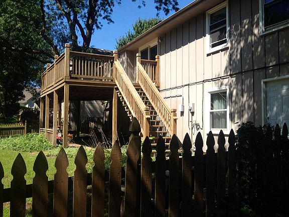 large deck with patio under