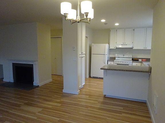 kitchen as viewed from dining and living room