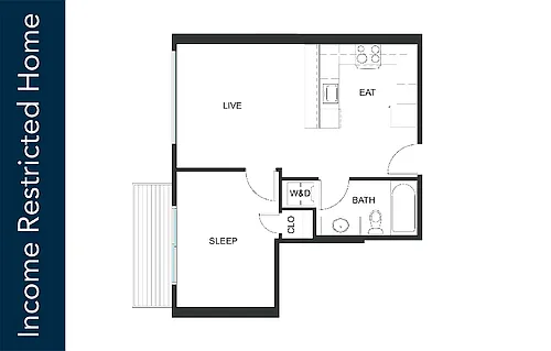 Floor plan 1x1 A13 - 75% MFTE - Iron Flats