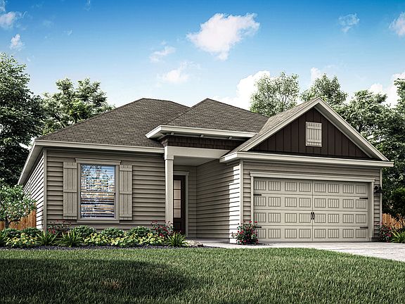 Rendering of the Bowie plan with a two-car garage.