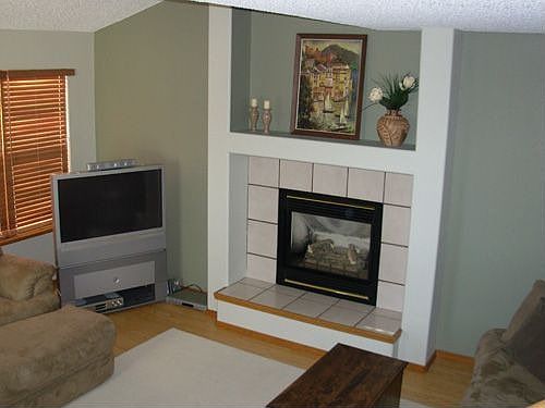 Gas logs in fireplace