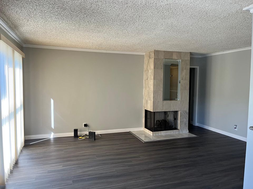 living room and fireplace