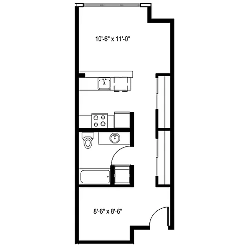 Floor plan Studio + Alcove B