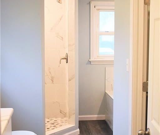 Master bathroom with dual Vanites. Shower and tub.