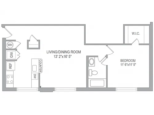 Floor plan 1BR/1BA