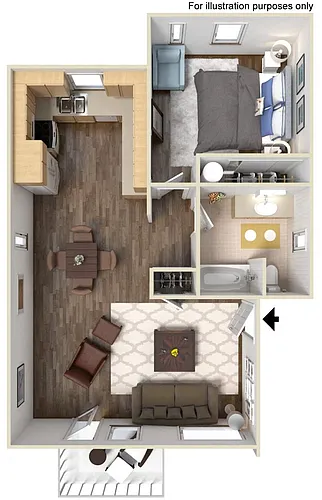 Floor plan One Bedroom W/D