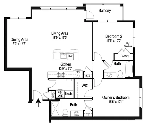 Floor plan 2B/2B