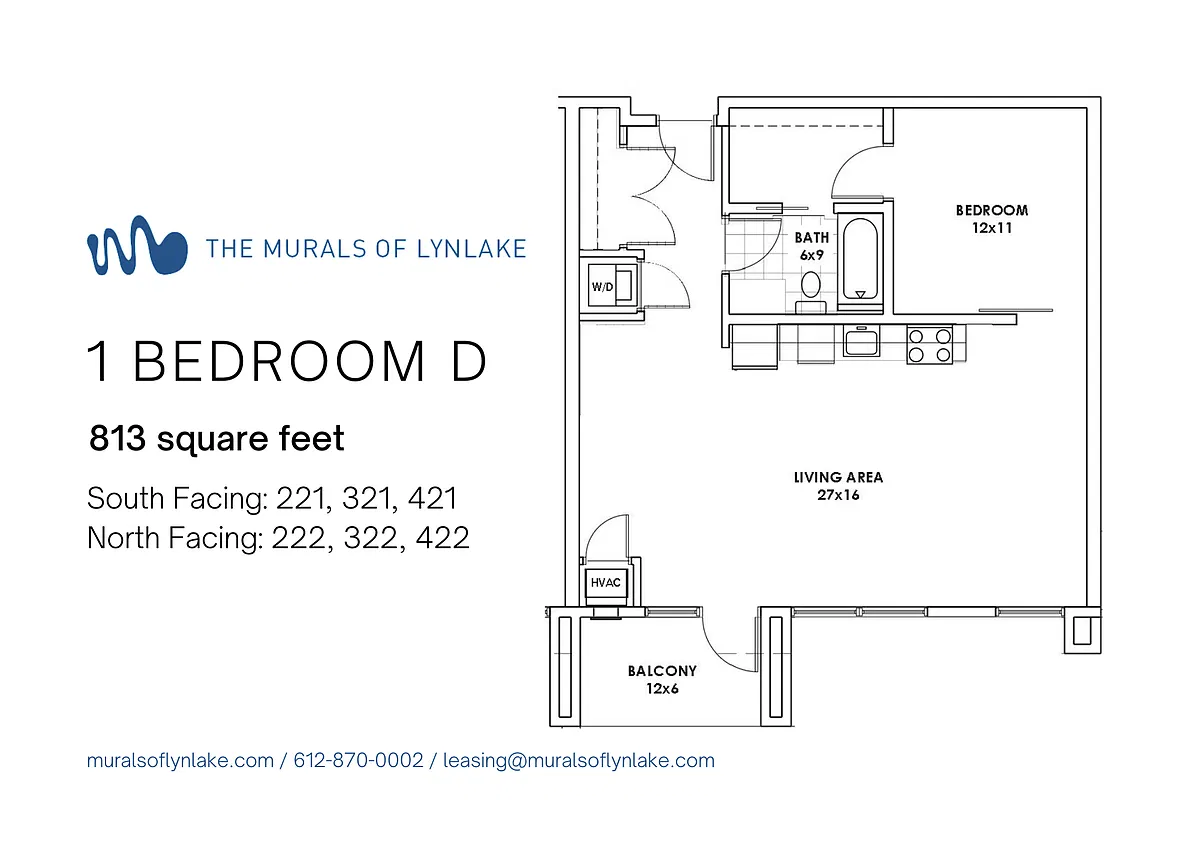 Floor plan 1 Bedroom D