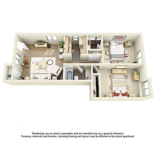 Floor plan 2B (803 to 819 sf)