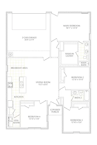 Floor plan 4 Bedrooms and 2 bathrooms