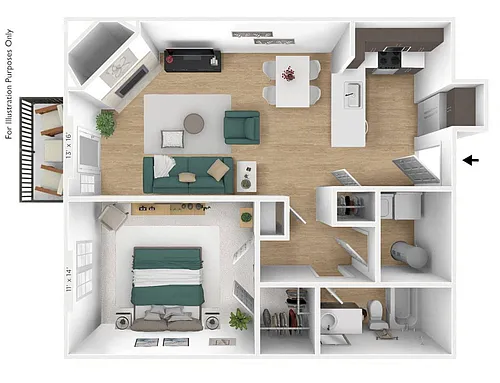 Floor plan The Navigator 1 BR 1 BA
