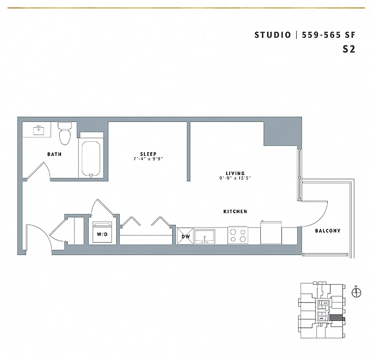 Floor plan Urban 1 Bedroom S2