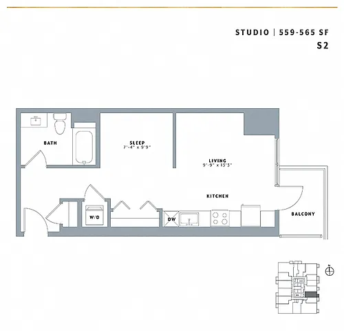 Floor plan Urban 1 Bedroom S2