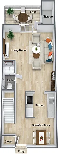 Floor plan 2 Bedroom Townhome Renovated