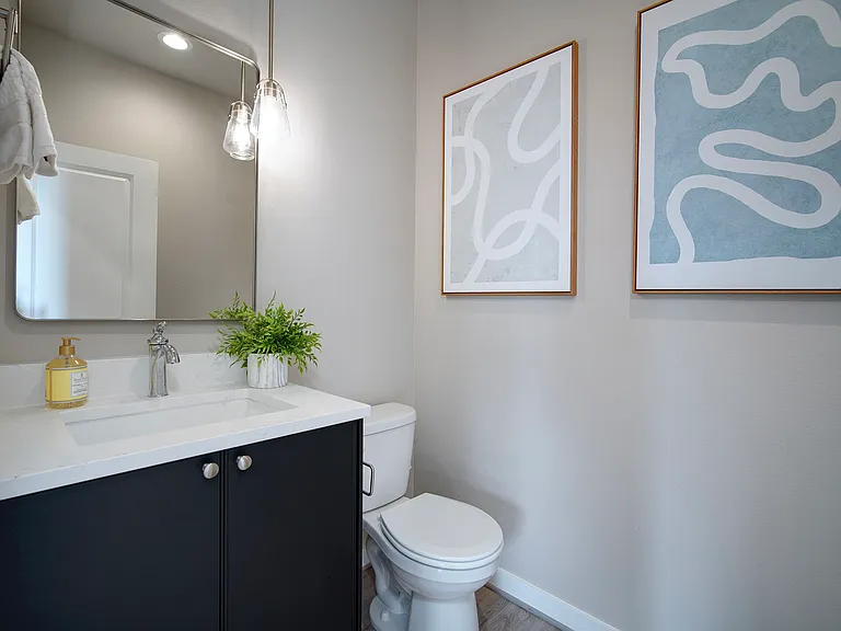 Powder room on second floor, main living area.
