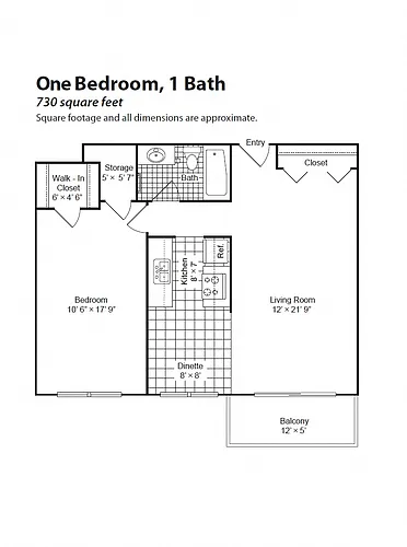 Floor plan Renovated 1 Bedroom 1 Bath