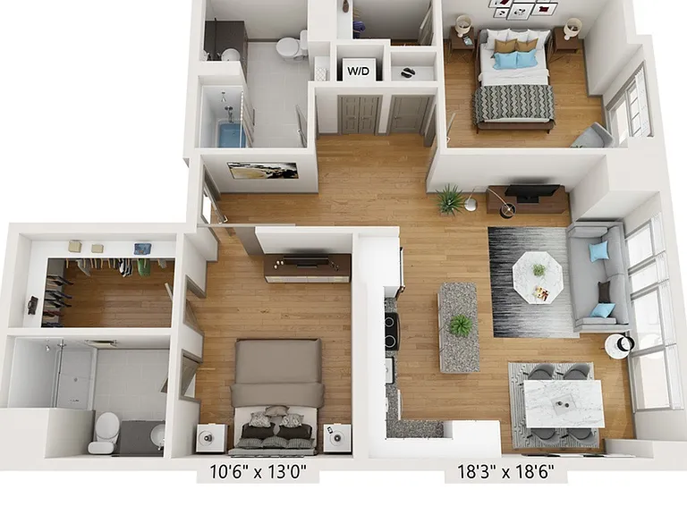 B2D: 2 BED 2 BATH - 1109 TO 1429 SF