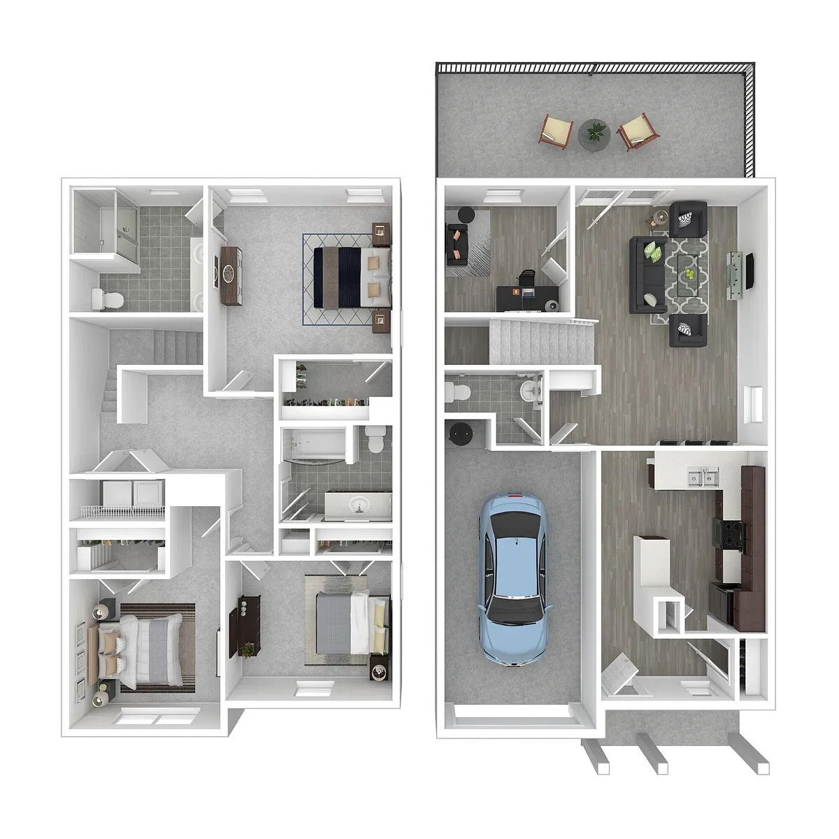 Floor plan Plan J 3 Bed + Den, 2.5 Bath