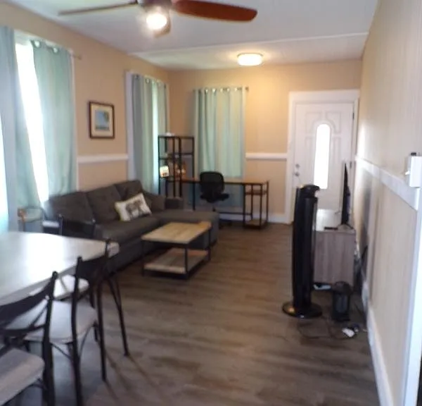 View of the living room, dinning area from kitchen.