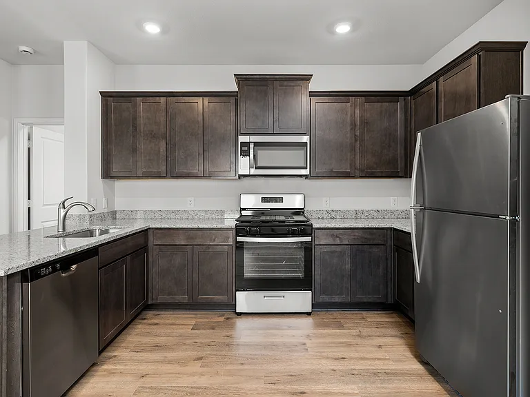The kitchen of the Hawthorn has energy-efficent appliances.