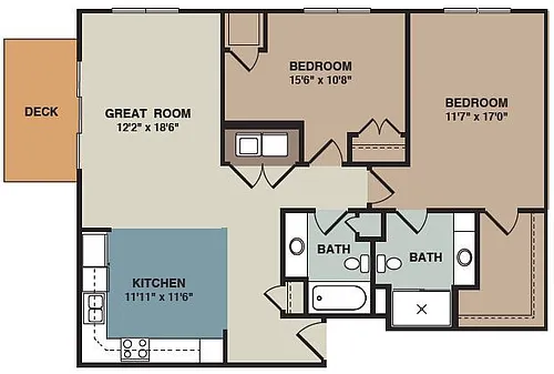 Floor plan 2G - 2 Bedroom