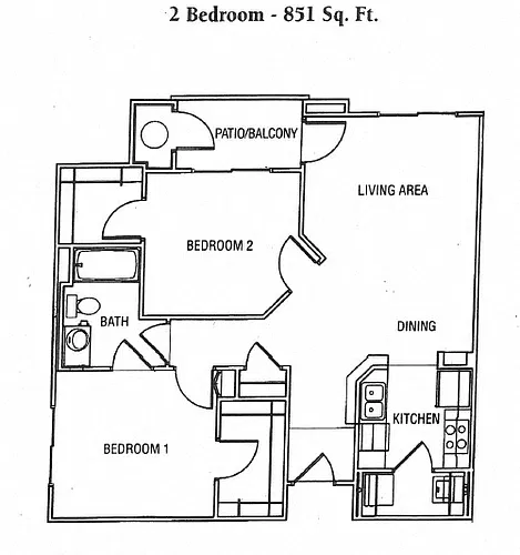 Floor plan Two Bedroom One Bathroom