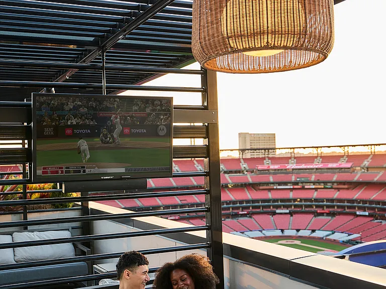 Rooftop seating overlooking Busch Stadium