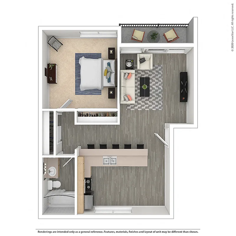 Floor plan OneBedroom-PlanO