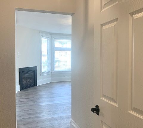 Kitchen hallway to living room view