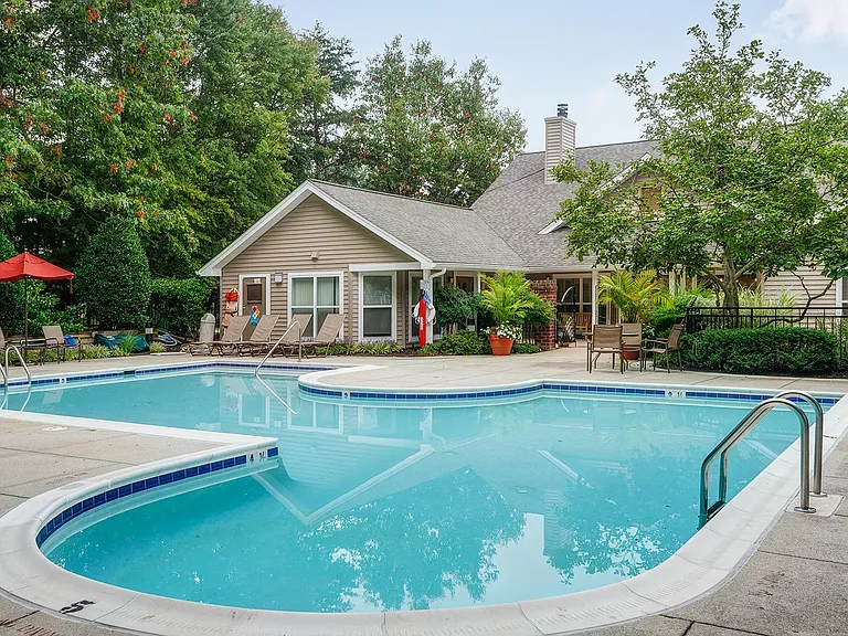 Sparkling swimming pool and sundeck