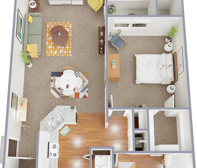 1x1 Floorplan Diagram