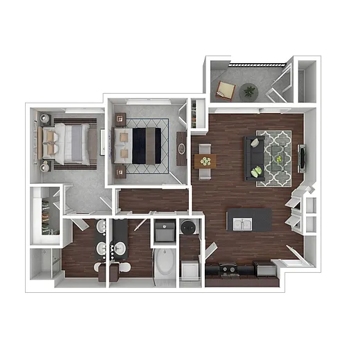 Floor plan 2 Bedroom, 2 bath