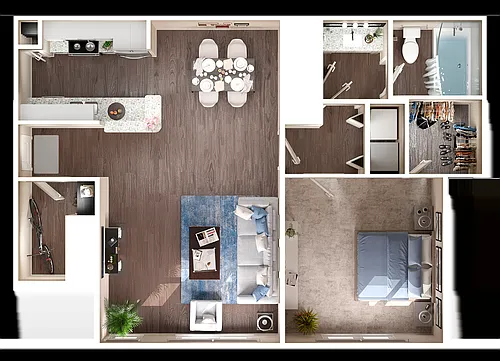 Floor plan 1 Bed, 1 Bath A