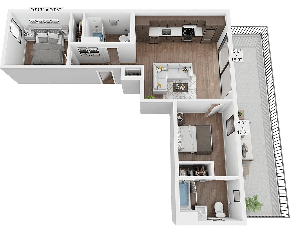 Floor plan Two Bedroom B2C