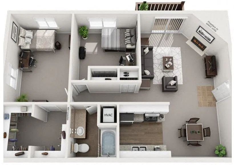 Floor plan 2 Bedroom 1 Bathrooms with WD Hookups