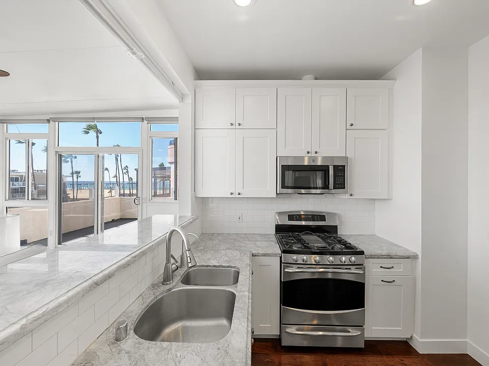 Kitchen with view of ocean