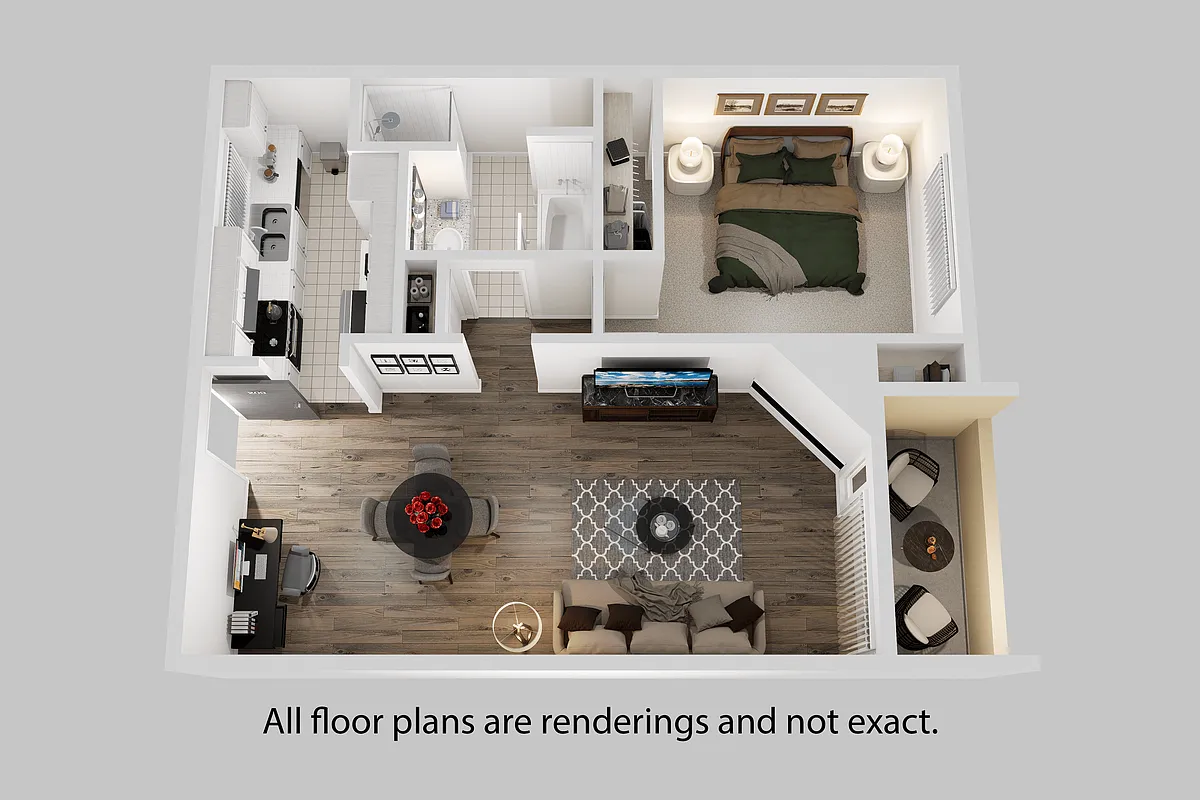 Floor plan 1 Bedroom + 1 Bath