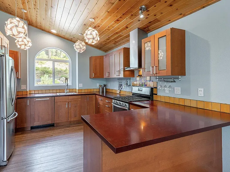 Kitchen with updated modern ceiling light fixtures
