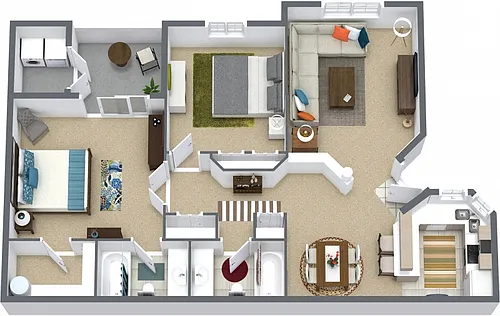 Floor plan THE SAPPHIRE - Two Bedroom Two Bath