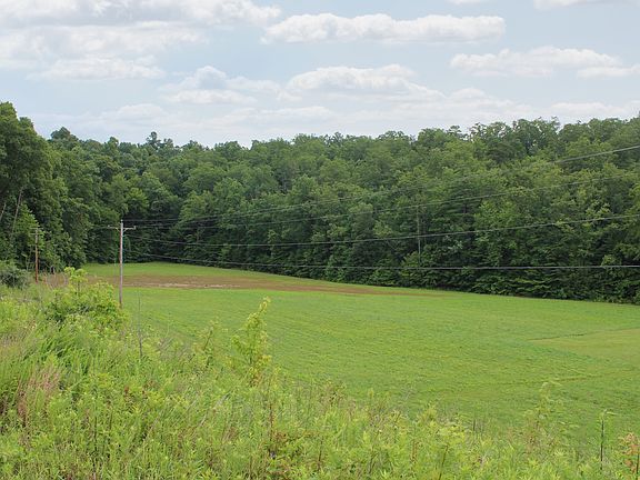 View of the open field area behind the cabin