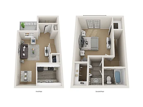 Floor plan 1x1.5 Townhome