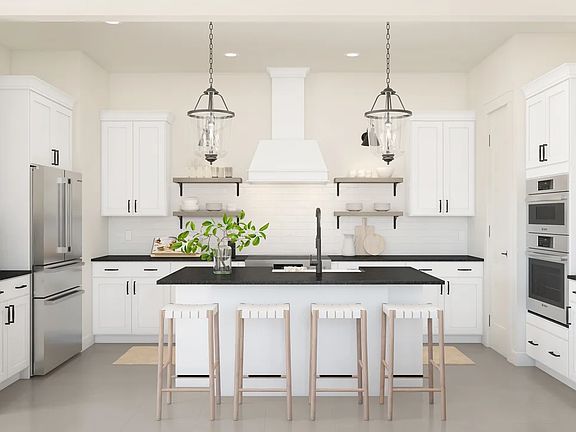 Kitchen with pendant lighting