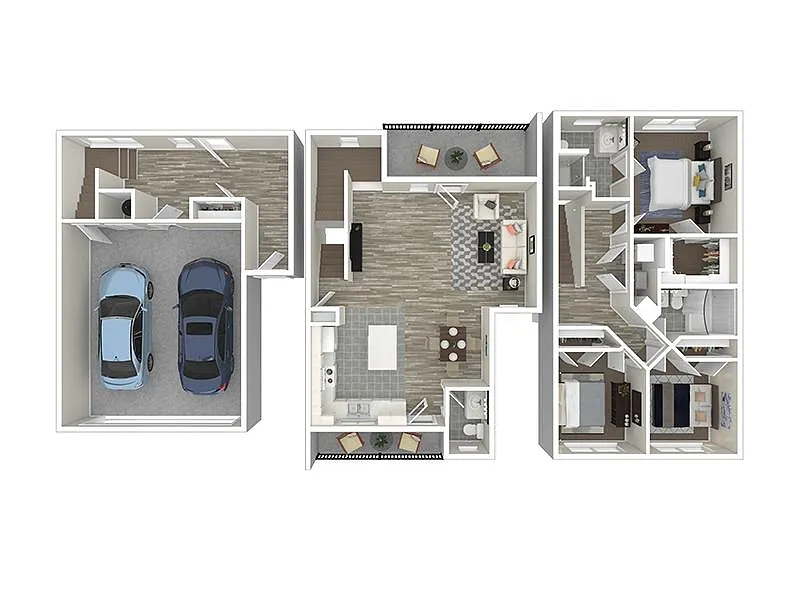 Floor plan 3 Bedroom Townhouse Middle