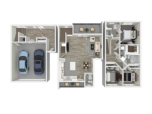 Floor plan 3 Bedroom Townhouse Middle