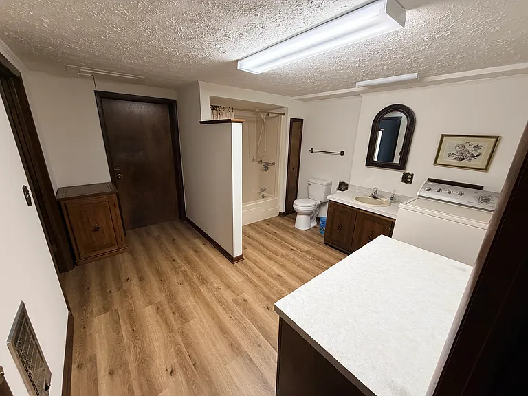 Downstairs bathroom and laundry area