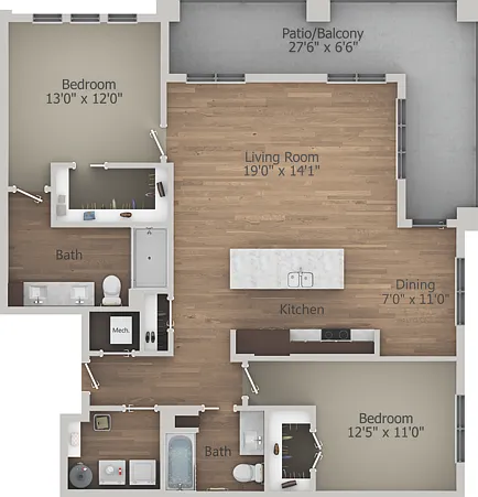 Floor Plan 2F | Arrabelle Apartments | Apartments in Cedarburg, WI Floor Plan 2F | Arrabelle Apartments | Apartments in Cedarburg, WI