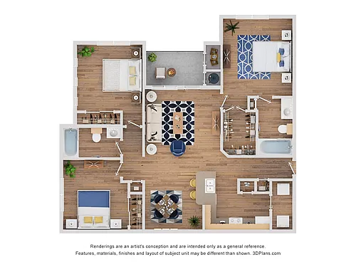 Floor plan Three Bedroom - Colorado (Income-Restricted)