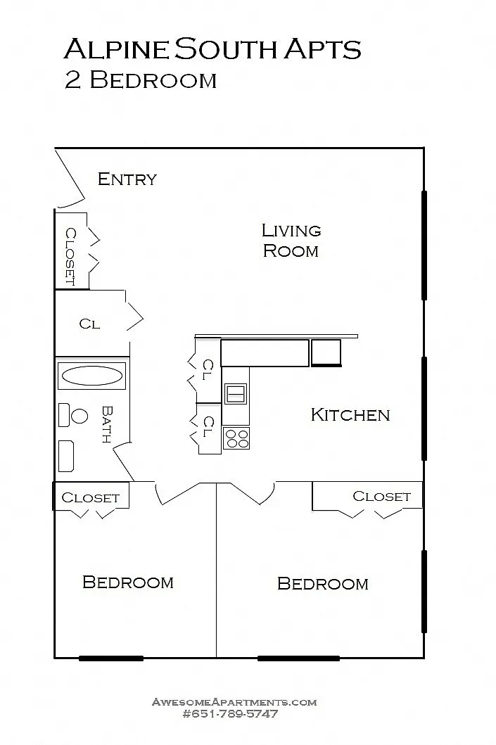 Floor plan Renovated 1 Bedroom