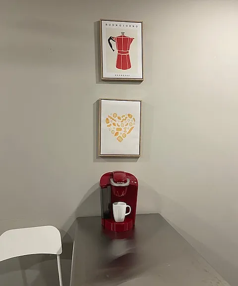 Keurig coffee maker to enjoy your morning coffee at the counter.