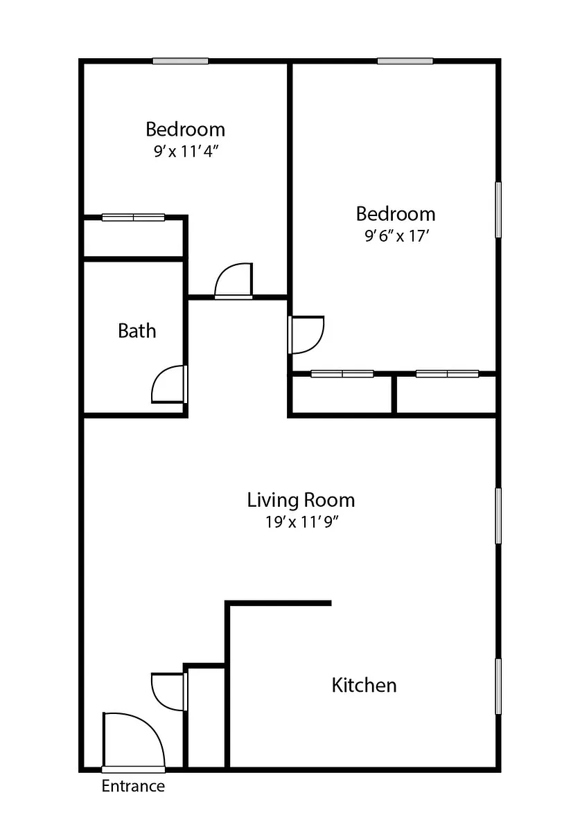 Floor plan 2 Bed / 1 Bath - TA
